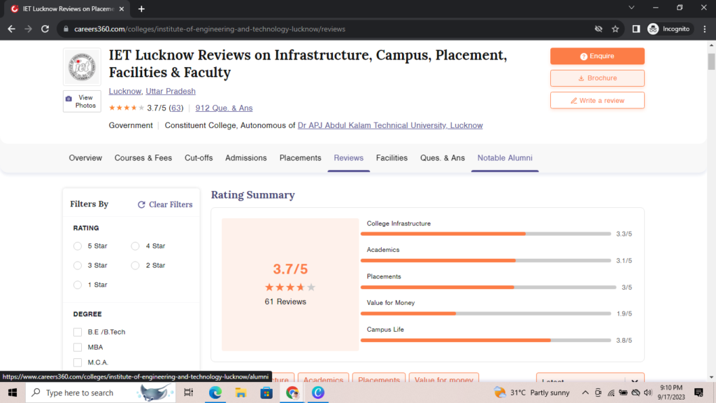 IET Lucknow Fee Structure 2023-24